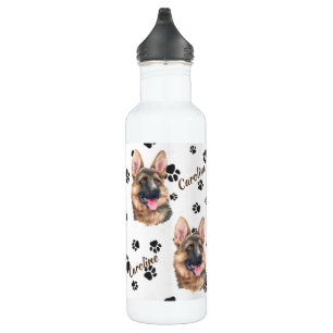 German Shepherd Dog Pawprint Edelstahlflasche