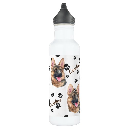 German Shepherd Dog Pawprint Edelstahlflasche (Rechts)