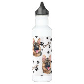 German Shepherd Dog Pawprint Edelstahlflasche (Links)