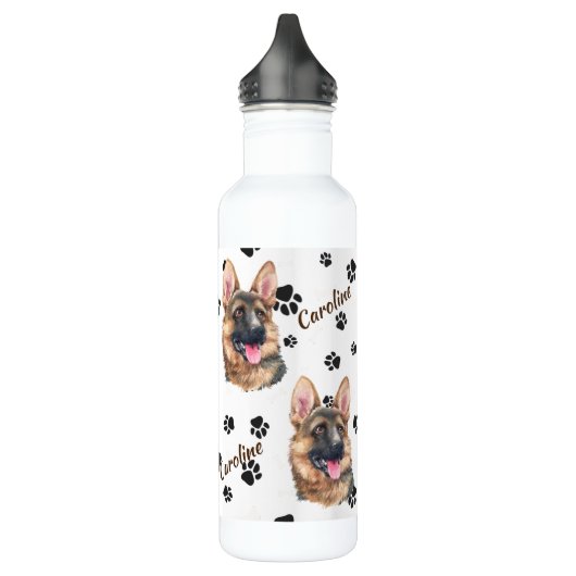 German Shepherd Dog Pawprint Edelstahlflasche (Links)