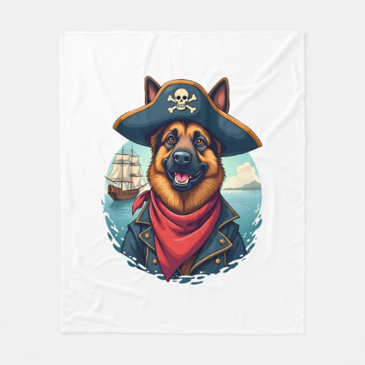 German Shepherd Dog Pirate Copy Fleecedecke (Vorderseite)