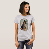 German Shepherd Dog Portrait With Stained Glass  T-Shirt (Vorne ganz)