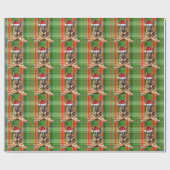 German Shepherd Dog Red Green Plaid Christmas Geschenkpapier (Flach)