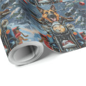 German Shepherd Dog Riding Motorrad Weihnachten Geschenkpapier (Rolleneckpunkt)