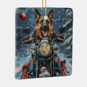 German Shepherd Dog Riding Motorrad Weihnachten Keramikornament (Rechts)