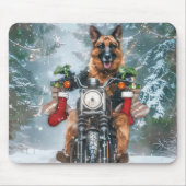 German Shepherd Dog Riding Motorrad Weihnachten Mousepad (Vorne)