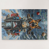 German Shepherd Dog Riding Motorrad Weihnachten Puzzle (Horizontal)