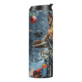 German Shepherd Dog Riding Motorrad Weihnachten Thermosbecher (Nach links gedreht)