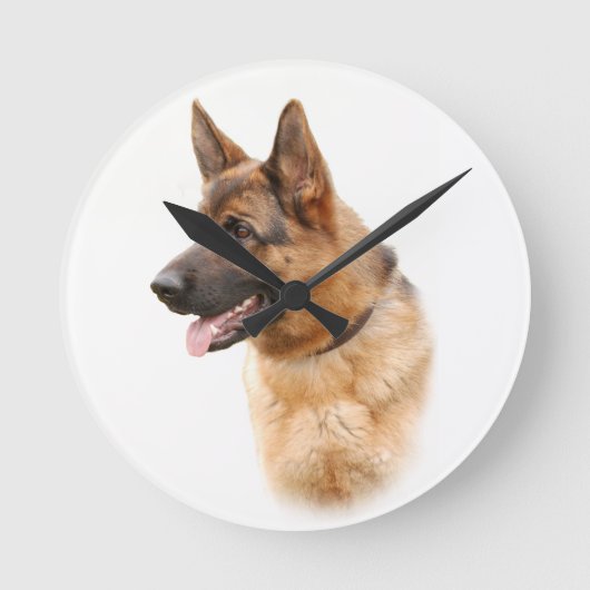 German shepherd dog runde wanduhr (Vorderseite)