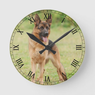 German shepherd dog runde wanduhr
