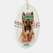 German Shepherd Dog Santa Hat Holiday String Beads Keramik Ornament (Rechts)