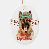 German Shepherd Dog Santa Hat Holiday String Beads Keramik Ornament (Hinten)