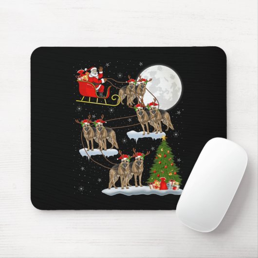 German Shepherd Dog Santa Sleigh Flying Funny Chri Mousepad (Mit Mouse)