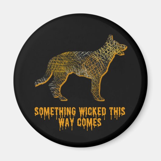 German Shepherd Dog Silhouette Fun Halloween Magnet (Vorne)