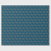 German Shepherd Dog Silhouette Y&B Grid Blue Gift Geschenkpapier (Flach)