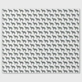German Shepherd Dog Silhouette Y&B Grid White Gift Geschenkpapier (Flach)
