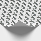 German Shepherd Dog Silhouette Y&B Grid White Gift Geschenkpapier (Ecke)