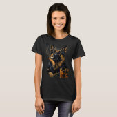 German Shepherd Dog Smoking Cigarette Whisky Lover T-Shirt (Vorne ganz)