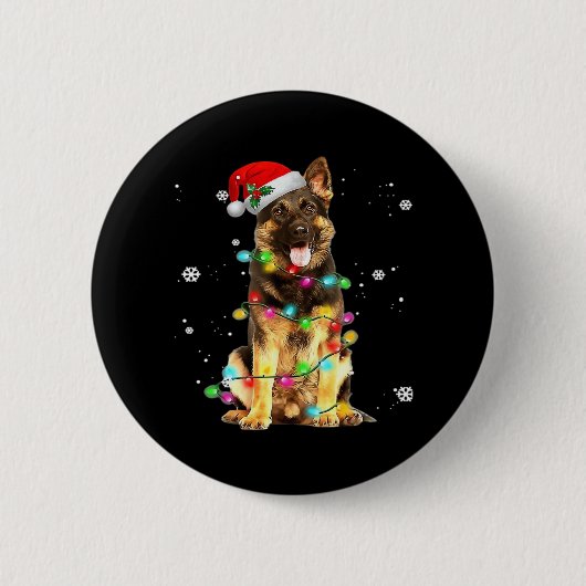 German Shepherd Dog Tree Christmas Sweater Xmas Do Button (Vorderseite)
