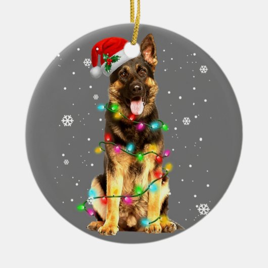 German Shepherd Dog Tree Christmas Sweater Xmas Do Keramik Ornament (Vorne)
