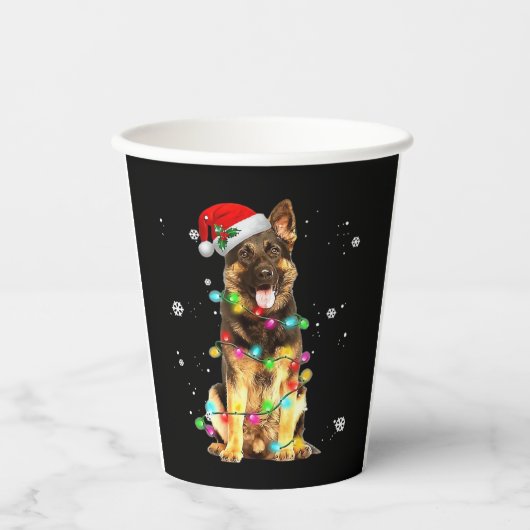 German Shepherd Dog Tree Christmas Sweater Xmas Do Pappbecher (Vorderseite)