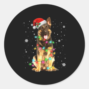 German Shepherd Dog Tree Christmas Sweater Xmas Do Runder Aufkleber