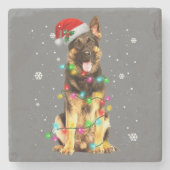 German Shepherd Dog Tree Christmas Sweater Xmas Do Steinuntersetzer (Vorderseite)