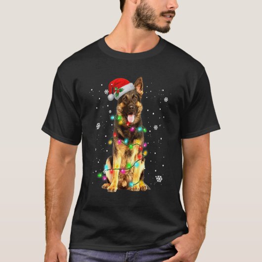 German Shepherd Dog Tree Christmas Sweater Xmas Do T-Shirt (Vorderseite)