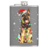 German Shepherd Dog Tree Christmas Sweater Xmas Flachmann (Vorderseite)