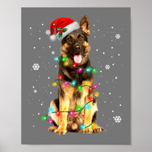 German Shepherd Dog Tree Christmas Sweater Xmas Poster