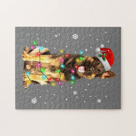 German Shepherd Dog Tree Christmas Sweater Xmas Puzzle (Horizontal)