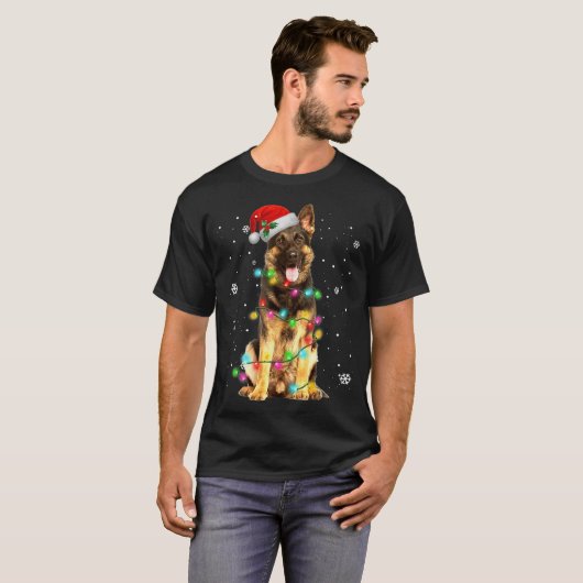 German Shepherd Dog Tree Christmas Sweater Xmas T-Shirt (Vorne ganz)