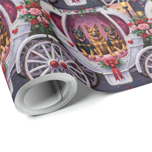 German Shepherd Dog Valentine's Day  Geschenkpapier (Rolleneckpunkt)
