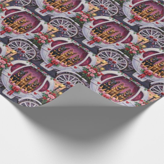 German Shepherd Dog Valentine's Day  Geschenkpapier (Ecke)