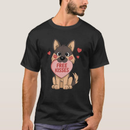 German Shepherd Dog Valentinstag Free Kisses T-Shirt