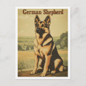 German Shepherd Dog Vintage Art Postkarte (Vorderseite)