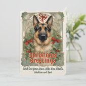 German Shepherd Dog Vintage Weihnachtskarte Feiertagskarte (Stehend Vorderseite)