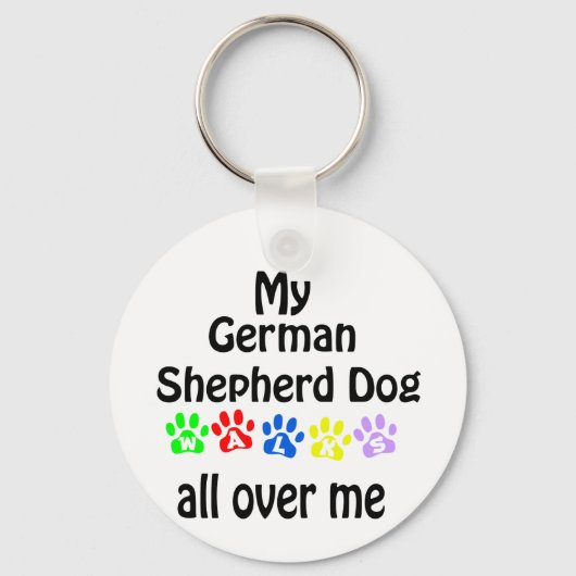 German Shepherd Dog Walks Design Schlüsselanhänger (Vorderseite)