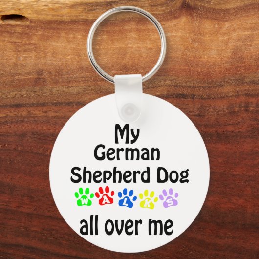 German Shepherd Dog Walks Design Schlüsselanhänger (Rückseite)