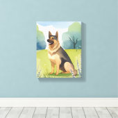 German Shepherd | Dog Watercolor Painting Leinwanddruck (Insitu (Holzboden))