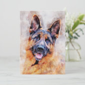 German Shepherd Dog Watercolor Portrait 01 Dankeskarte (Stehend Vorderseite)