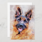 German Shepherd Dog Watercolor Portrait 01 Dankeskarte (Vorne/Hinten)