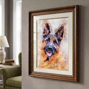 German Shepherd Dog Watercolor Portrait 01 Fotodruck