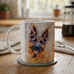 German Shepherd Dog Watercolor Portrait 01 Kaffeetasse