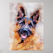 German Shepherd Dog Watercolor Portrait 01 Poster (Vorne)