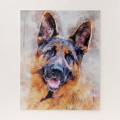 German Shepherd Dog Watercolor Portrait 01 Puzzle (Vertikal)