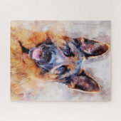 German Shepherd Dog Watercolor Portrait 01 Puzzle (Horizontal)