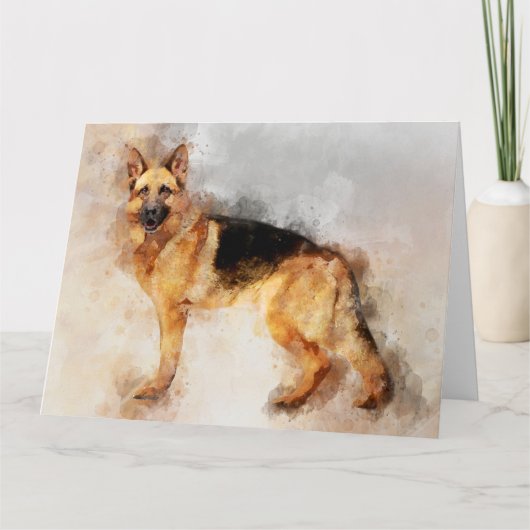 German Shepherd Dog Watercolor Portrait 02 Dankeskarte (Vorderseite)