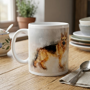 German Shepherd Dog Watercolor Portrait 02 Kaffeetasse