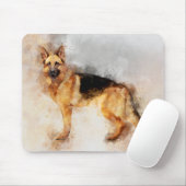 German Shepherd Dog Watercolor Portrait 02 Mousepad (Mit Mouse)